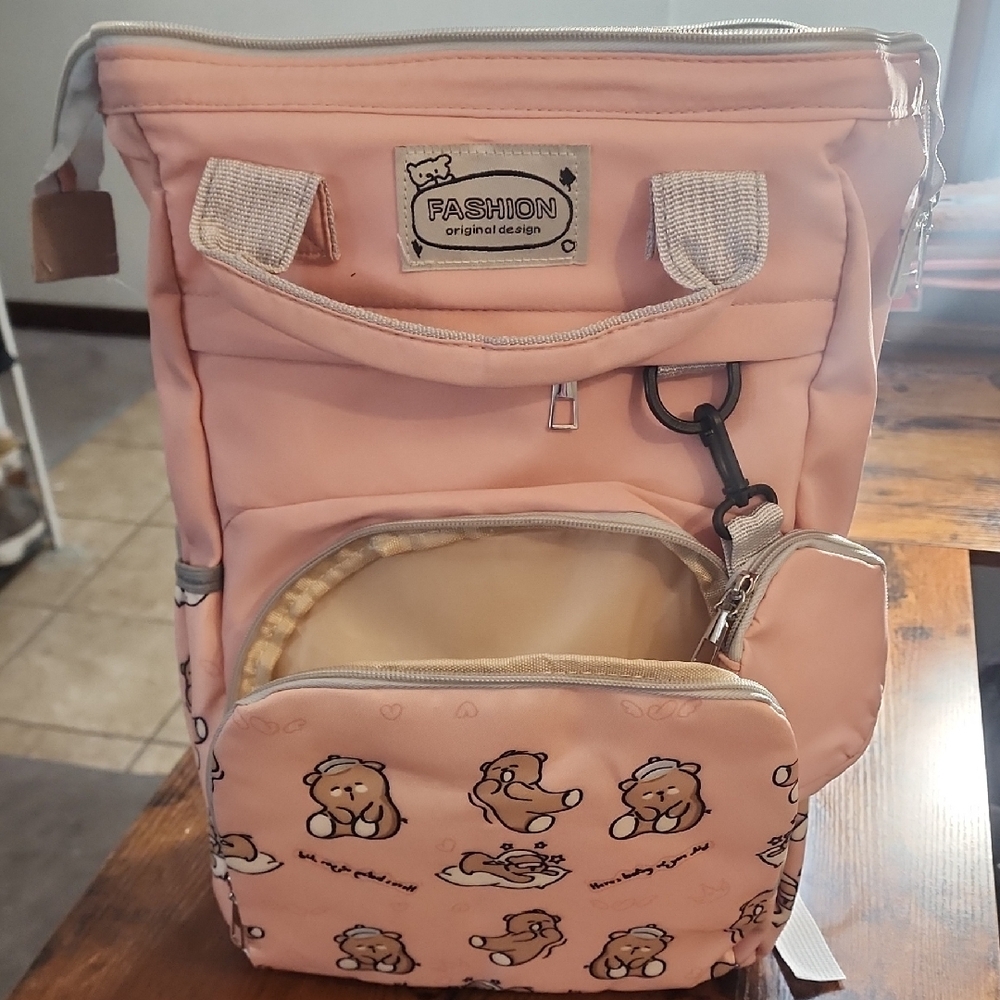 FIRM PRICE Diaper Bag Pink with Bear Print